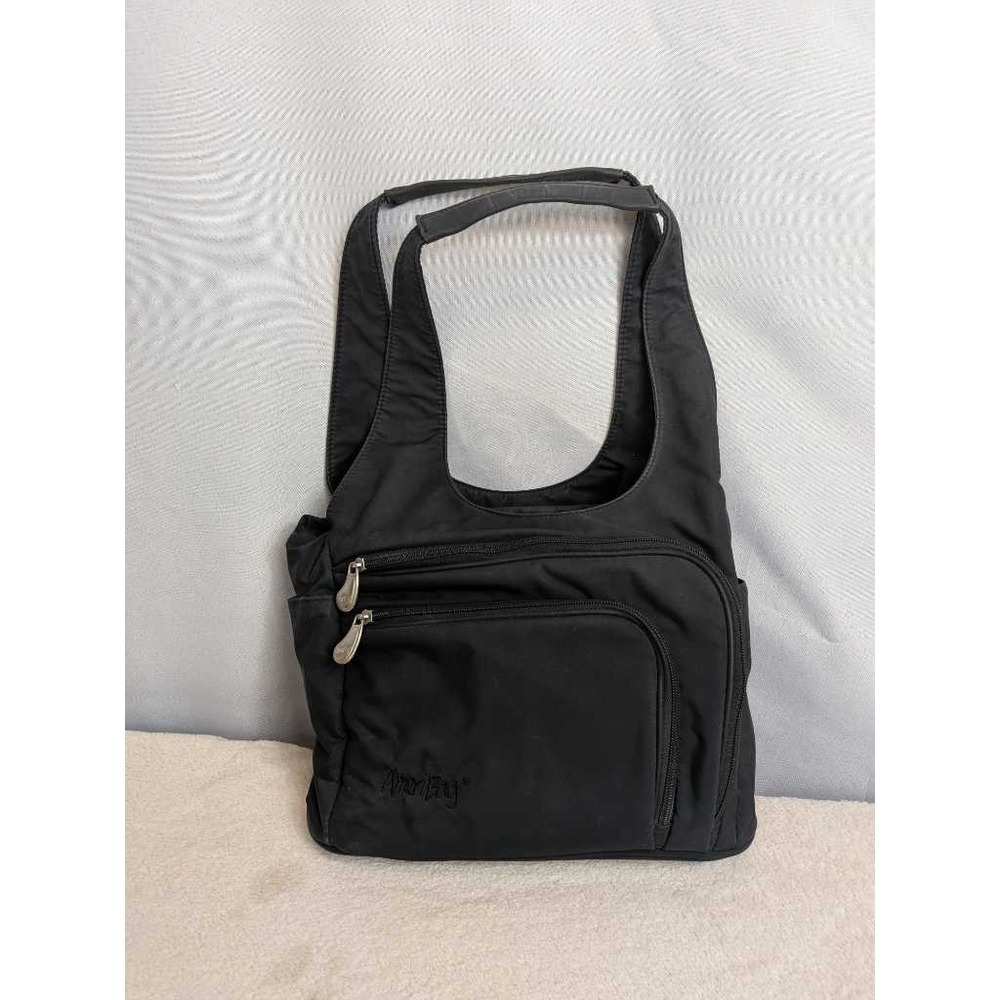AmeriBag Black Nylon Shoulder Bag Hobo Purse Organizer Multi Pocket
